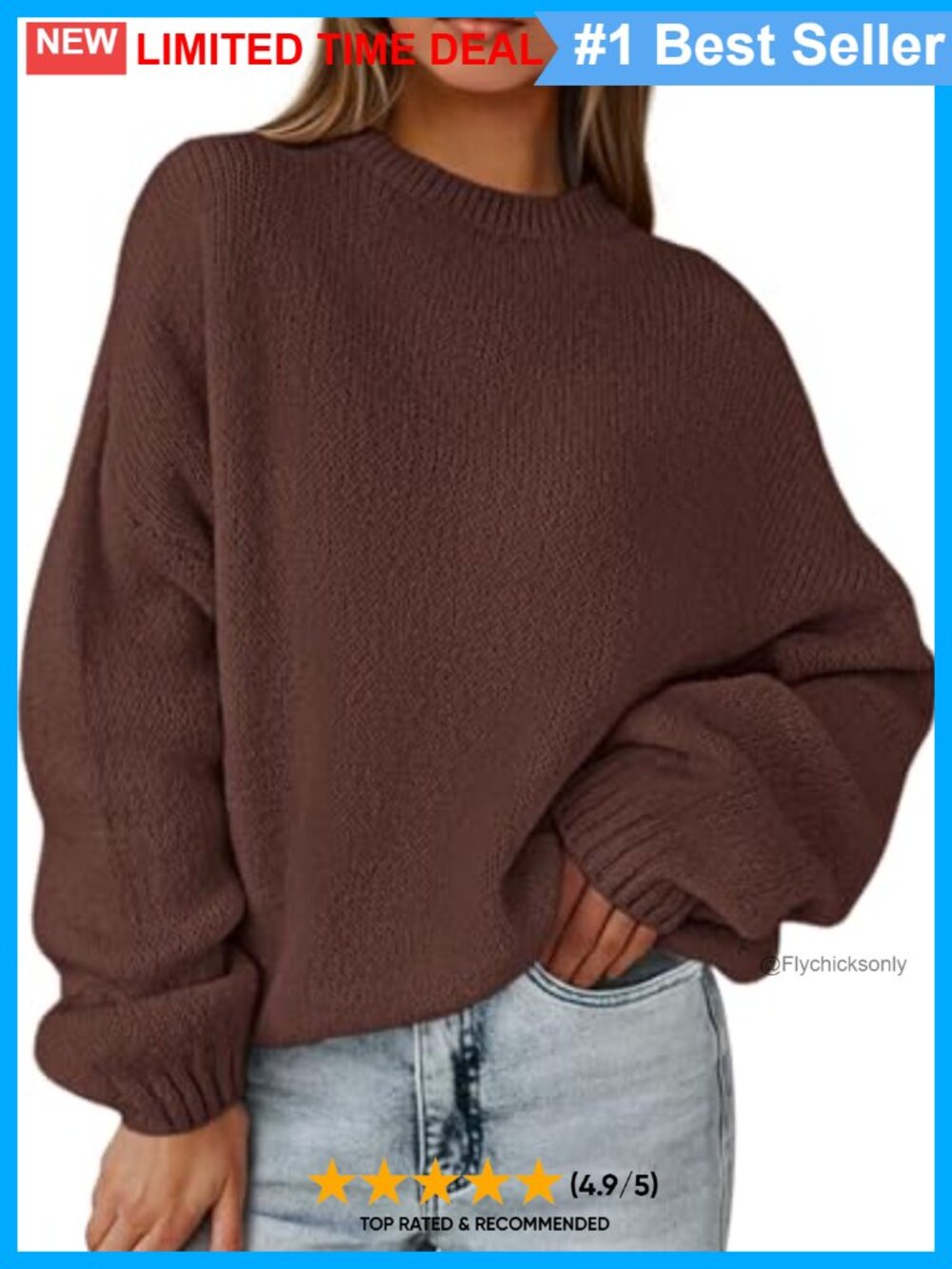 Oversized Chunky Knit Pullover Sweater Soft Stretchy Long Sleeve Women's
